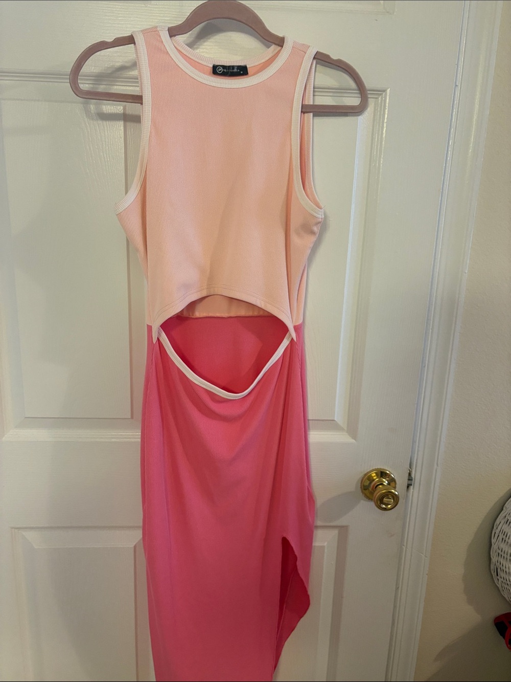 Women's Summer Midi Bodycon Dresses Neck Side Slit Sleeveless Knit Cut Out Dress